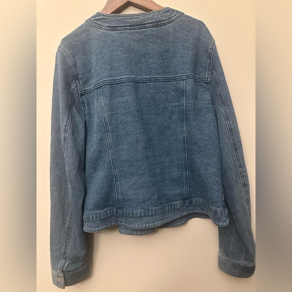 EUC Metrostyle Stretch Denim Jacket with Multicolor Gem Embellishments Size 12 - Picture 5 of 6